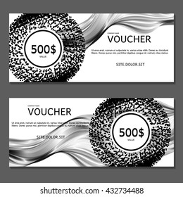 Gift voucher. Vector, illustration. Card template. Black and white.