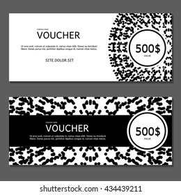 Gift voucher. Vector, illustration. Card template. Black and White.