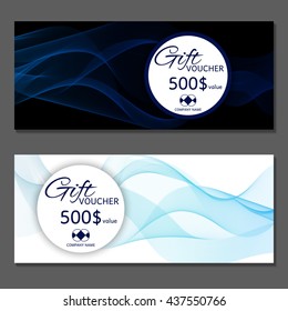 Gift voucher. Vector, illustration. Card template. Blue