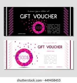 Gift voucher. Vector, illustration. Card template. Pink.