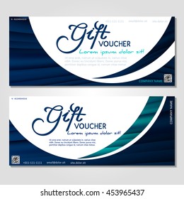Gift voucher. Vector, illustration. Card template. Blue 