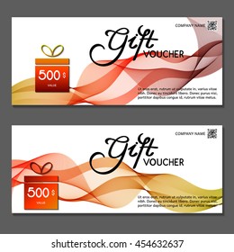 Gift voucher. Vector, illustration. Card template. Red