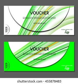 Gift voucher. Vector, illustration. Card template. Green.