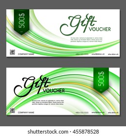Gift voucher. Vector, illustration. Card template. Green.