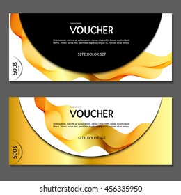 Gift voucher. Vector, illustration. Card template. Gold.
