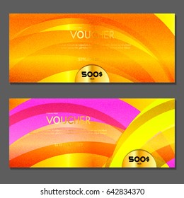 Gift voucher. Vector, illustration.  Gold background.
