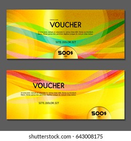 Gift voucher. Vector, illustration.  Gold background.