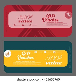 Gift voucher vector illustration to increase sales on dark turquoise and red background.