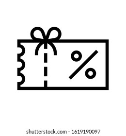 Gift voucher vector illustration, line design icon