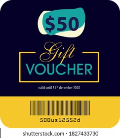 Geschenkgutschein Vektorgrafik, Geschenkgutscheine, Geschenkkarte, 50 Dollar, bunt, Design-Element, 