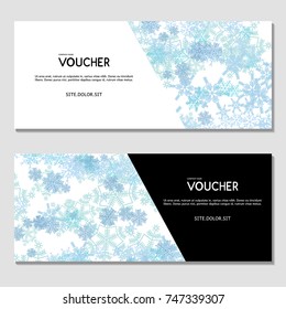 Gift voucher. Vector, illustration.Template for discount card, coupon, corporate certificate, ticket.  Background for a Happy New Year and Merry Christmas. Blue.
