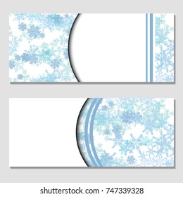 Gift voucher. Vector, illustration.Template for discount card, coupon, corporate certificate, ticket.  Background for a Happy New Year and Merry Christmas. Blue.
