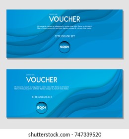 Gift voucher. Vector, illustration.Template for discount card, coupon, corporate certificate, ticket.  Blue.
