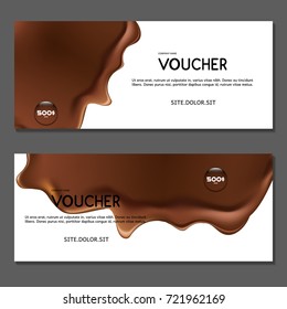 Gift voucher. Vector. Liquid chocolate.