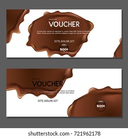 Gift voucher. Vector. Liquid chocolate.