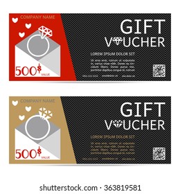 gift voucher vector Valentine's Day,  diamond ring illustration coupon template for company corporate style  present