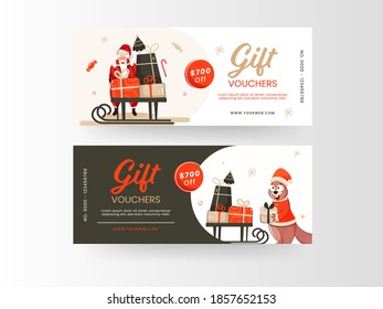 Gift Vouchers Banner Or Horizontal Template Design In Two Color Options.