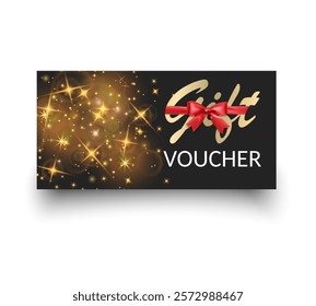 Gift vouchers with ribbons. Elegant template for a festive gift card, coupon and certificate. Discount Coupon Template Vector Illustration