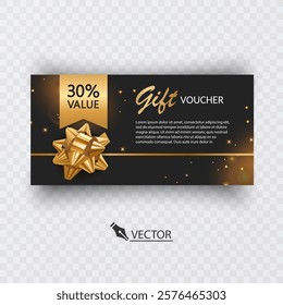 Gift vouchers with ribbons. Elegant template for a festive gift card, coupon and certificate. Discount Coupon Template Vector Illustration