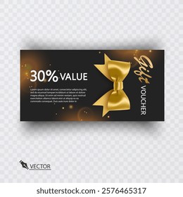 Gift vouchers with ribbons. Elegant template for a festive gift card, coupon and certificate. Discount Coupon Template Vector Illustration