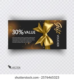 Gift vouchers with ribbons. Elegant template for a festive gift card, coupon and certificate. Discount Coupon Template Vector Illustration