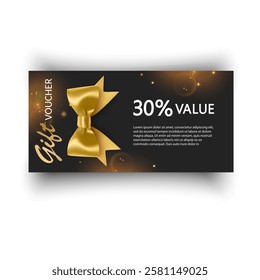 Gift vouchers with ribbons. Elegant template for a festive gift card, coupon and certificate. Discount Coupon Template Vector Illustration