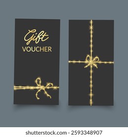 Gift vouchers with ribbons. Elegant template for a festive gift card, coupon and certificate. Discount Coupon Template Vector Illustration