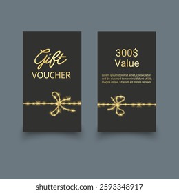 Gift vouchers with ribbons. Elegant template for a festive gift card, coupon and certificate. Discount Coupon Template Vector Illustration