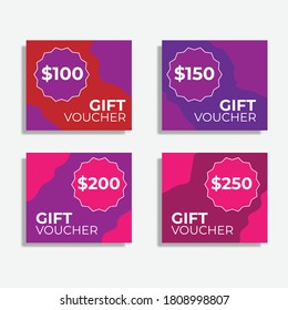 Gift vouchers. Vector graphics are great for apps, web, sales promotion, product marketing, fashion, discount coupons, online shops, social media etc.