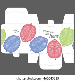 Gift wedding favor box design template with nature pattern - abstract vector nature pattern with fruits