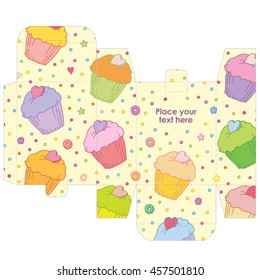 Gift wedding favor box template with sweet pattern