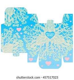Gift wedding favor box template with love pattern