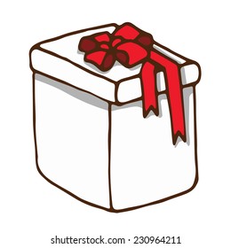 gift white isolated boxes contour with red bow eps8
