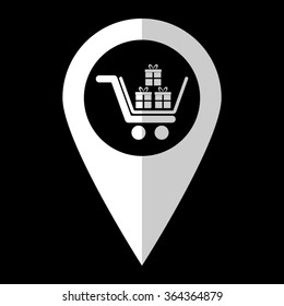 Gift - white vector icon;  map pointer