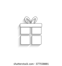 gift - white vector icon  with shadow