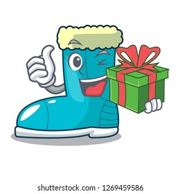 With gift winter boot on the character rak