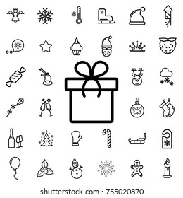 gift. winter, celebration, christmas line icon set
