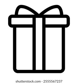 Gift winter icon with simple and line style