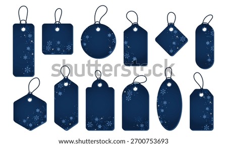 Gift winter tags. Snowflake gift tags. Gift tags with snowflake pattern. Sale promotion and gift card. Vector illustration