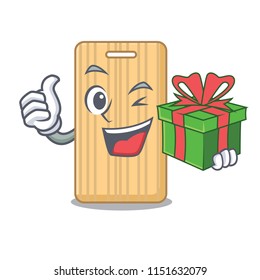 With gift wooden cutting board mascot cartoon