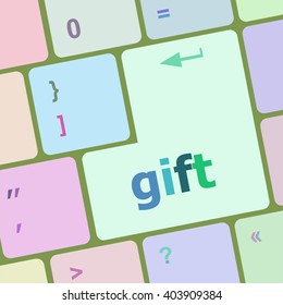 gift word on keyboard key, notebook computer button vector illustration