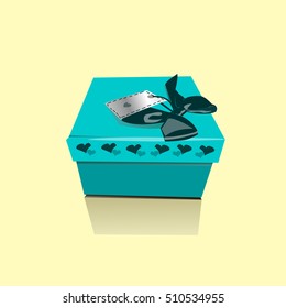 gift wrap. A box with a blue bow