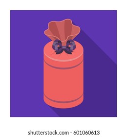 Gift wrap in the form of a huge candy in a wrapper.Gifts and Certificates single icon in flat style vector symbol stock web illustration.