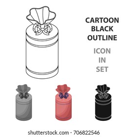 Gift wrap in the form of a huge candy in a wrapper.Gifts and Certificates single icon in cartoon style vector symbol stock illustration.