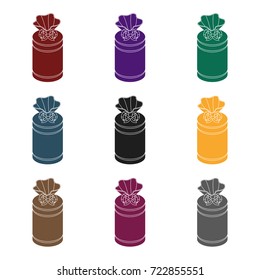 Gift wrap in the form of a huge candy in a wrapper.Gifts and Certificates single icon in black style vector symbol stock illustration.