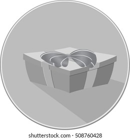 gift wrap icon with shadow shades of gray