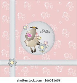 Gift wrap with lamb in pink