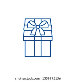 Gift wrap line icon concept. Gift wrap flat  vector symbol, sign, outline illustration.