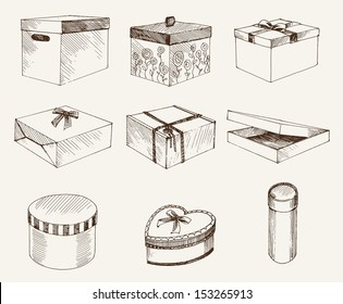 gift wrap. set of vector sketches