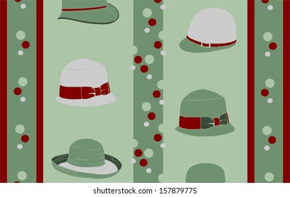 Gift wrap or wallpaper with hats and dots